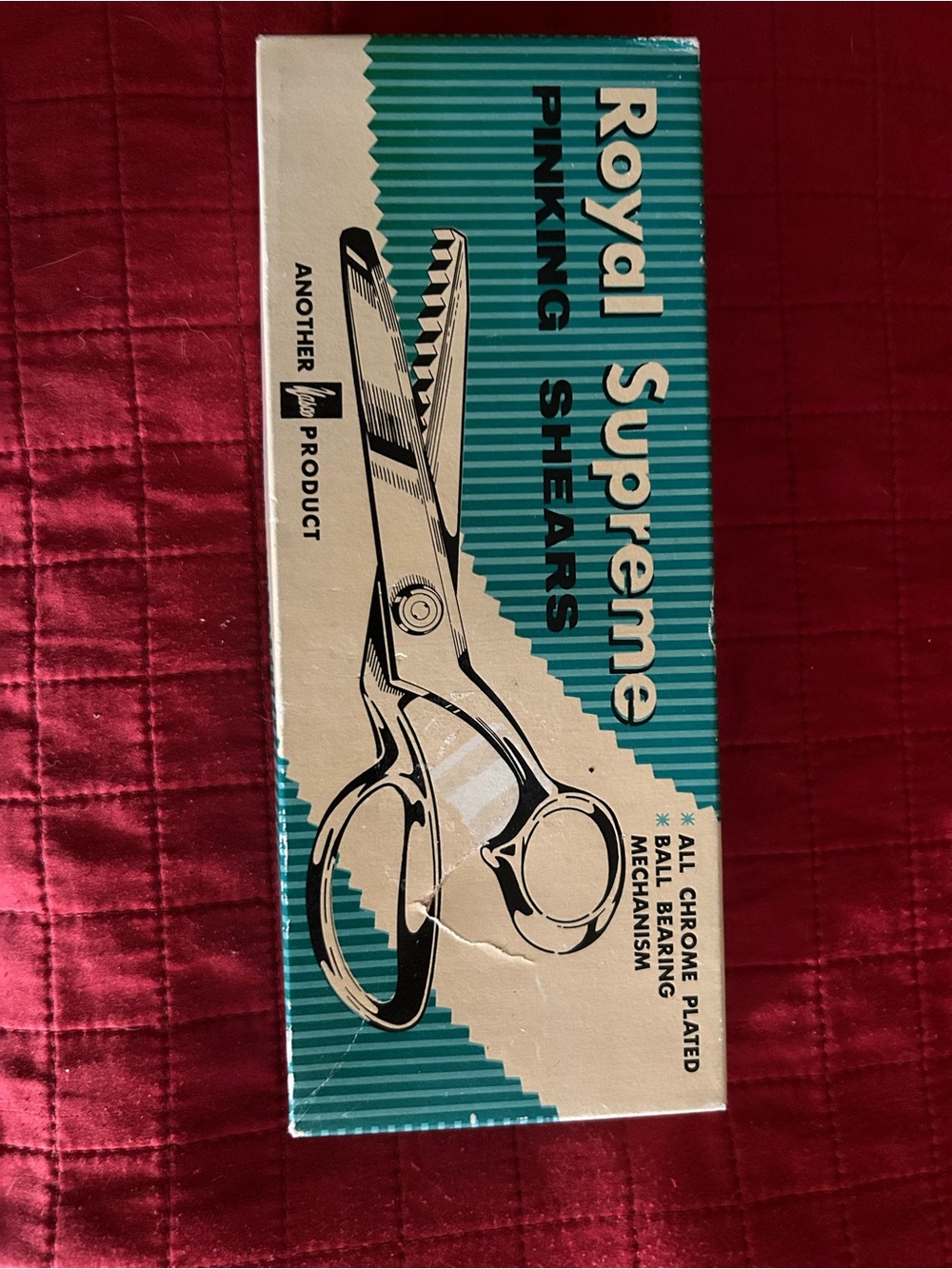 Vintage Supreme Royal Pinking Shears - Teal and Cream Box